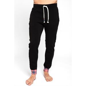 NWT‎ Sol Angeles Buffalo Plaid Cuff Joggers Sweatpants Mens XL Black $128